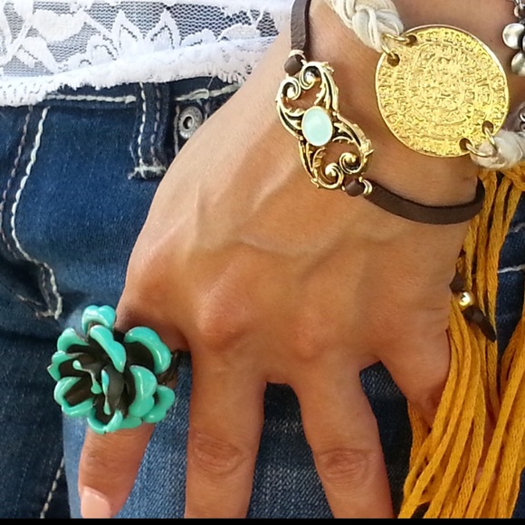 Jewelry - OLLIPOP Turquoise Rose Ring- NWOT